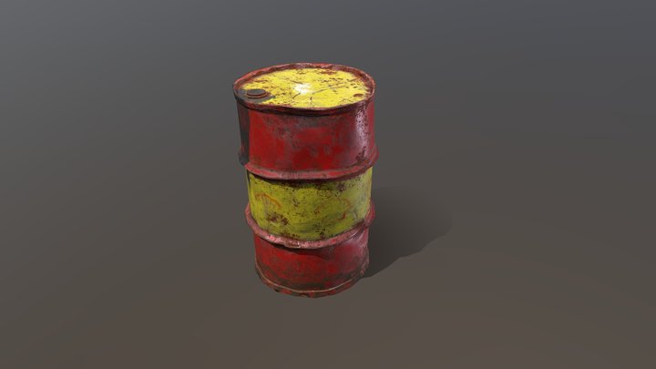 Shell Barrel Damaged Lowpoly 3D Model