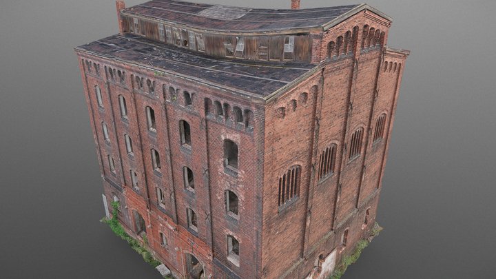 Brick warehouse ruin 3D Model
