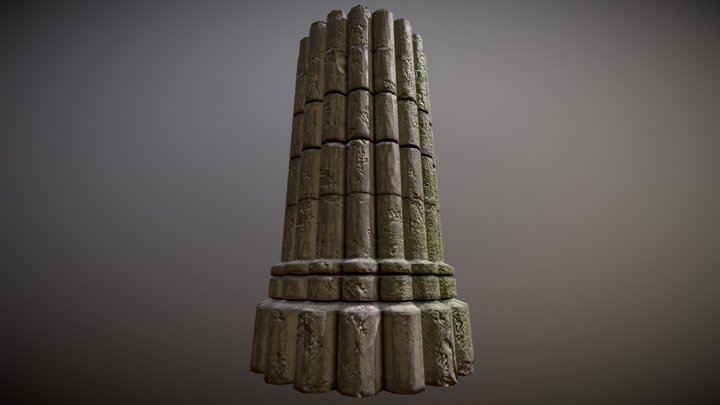Weathered Mossy Pillar 3D Model