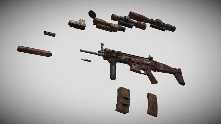 Scar FN - Pirate skin Low poly 3D Model