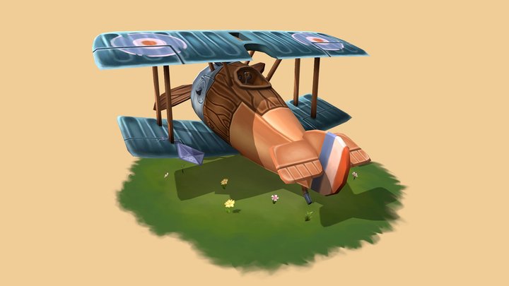 Stylized WW1 Airplane - Sopwith Camel 3D Model