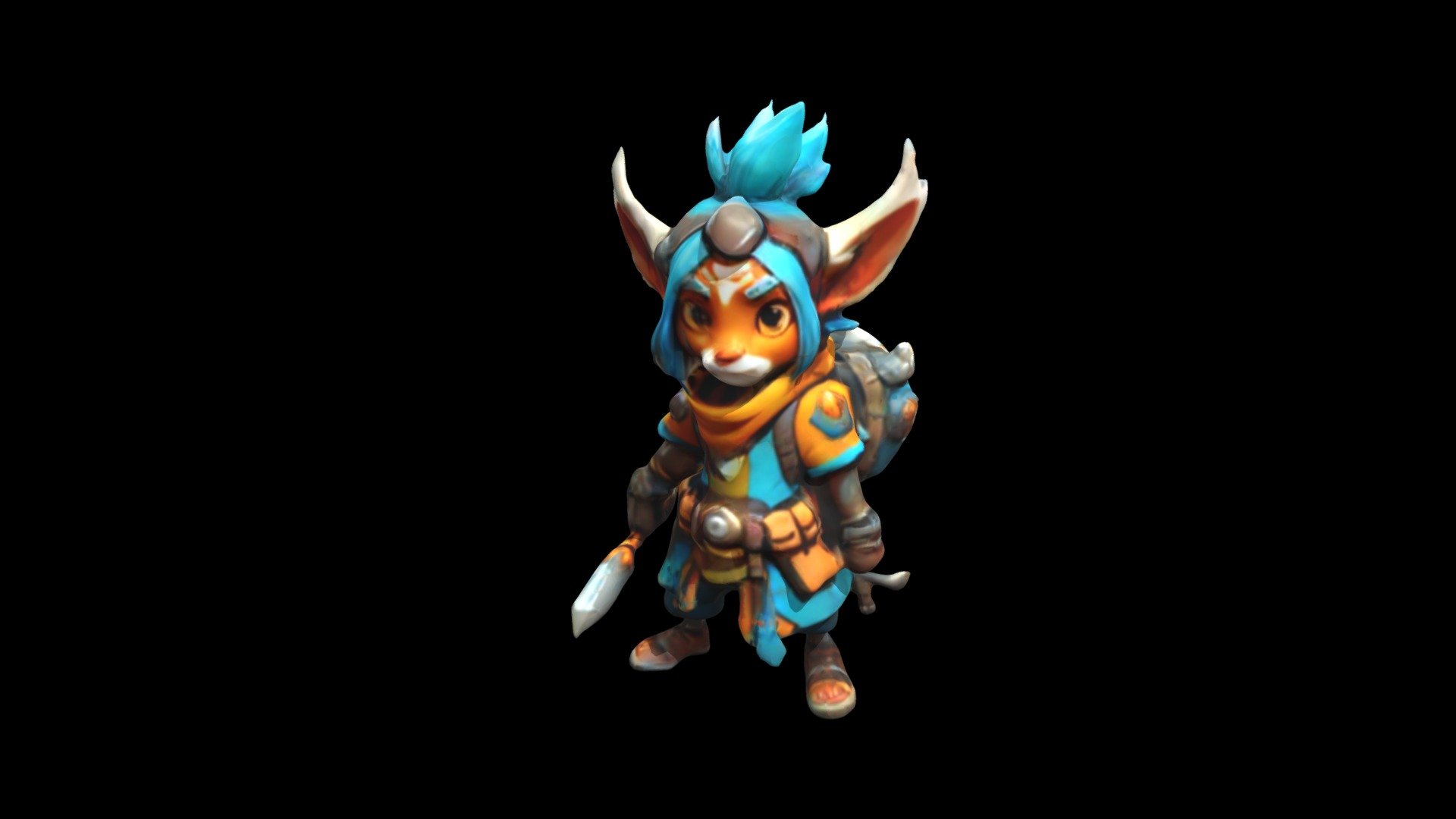 a cartoon character with blue hair and a back - Download Free 3D model ...