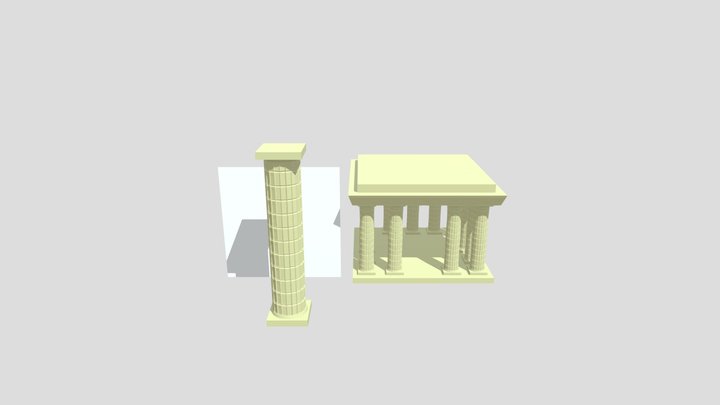 Doric Pillar and Lincoln Memorial 3D Model
