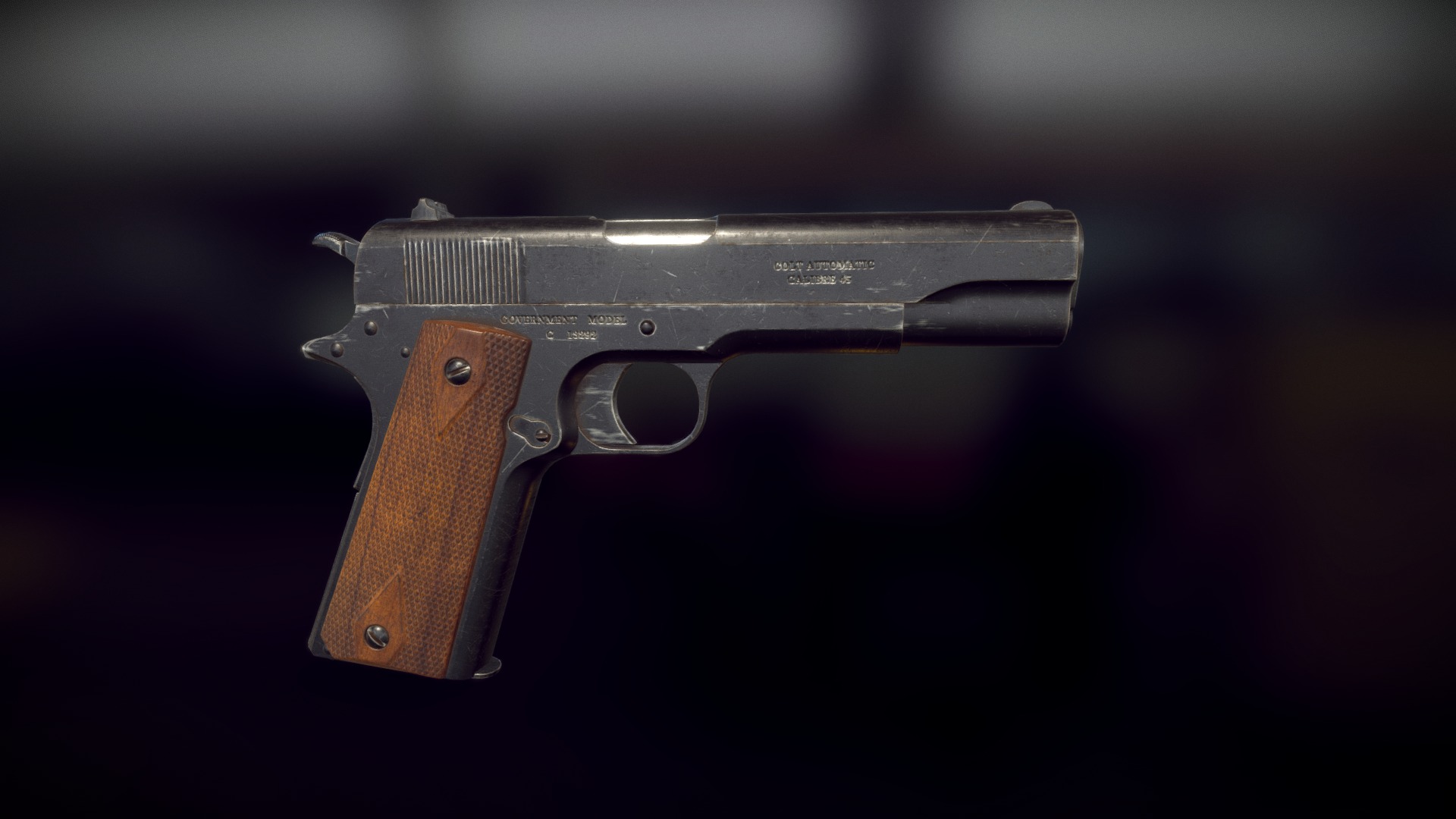 3D model Colt 1911 - This is a 3D model of the Colt 1911. The 3D model is about a black handgun with a brown handle.