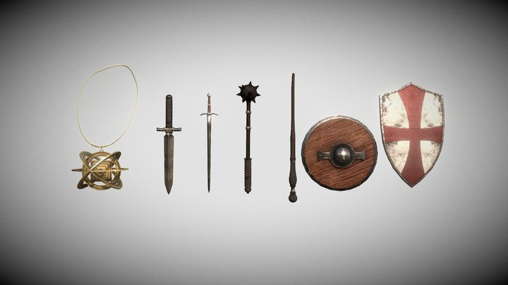 Medieval Weapons & Accessories Pack Game Assets 3D Model