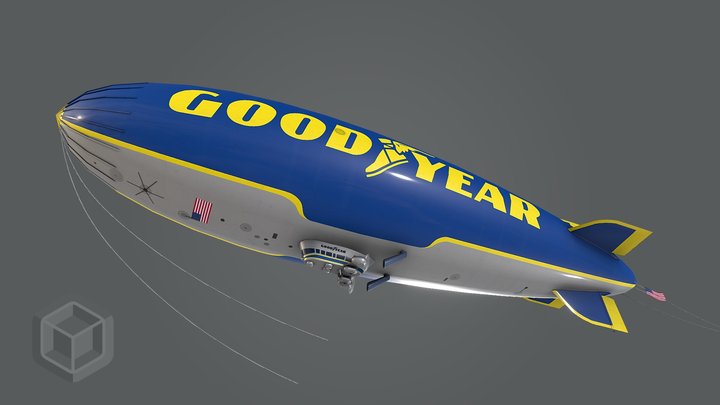 Low Poly Airship Blimp - Goodyear 1 Livery 3D Model