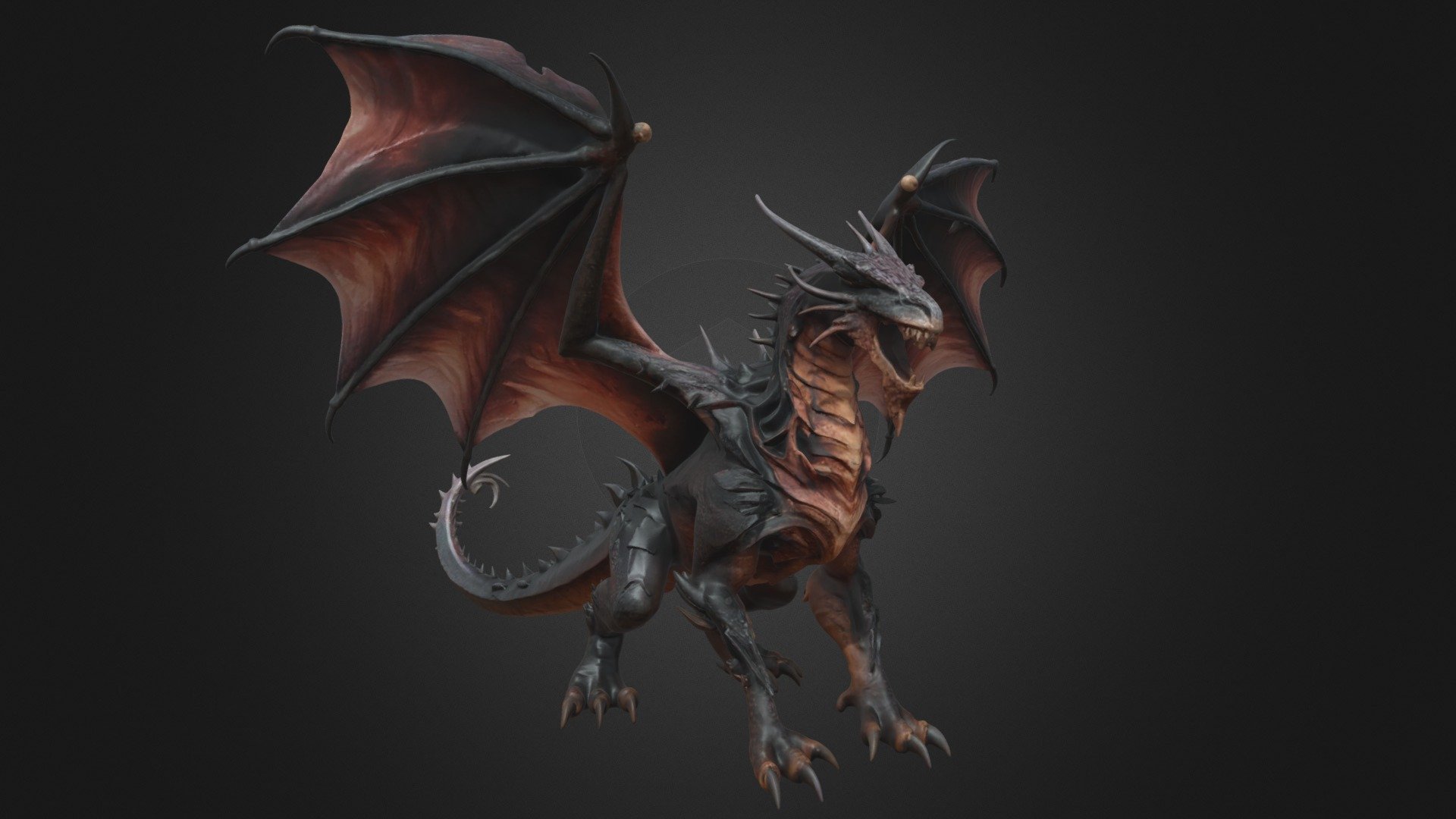 Dark Evil Dragon With Ripped Leather Wings Download Free 3D Model By 