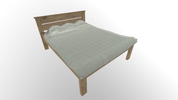 PSX-Style Retro Wooden Bed