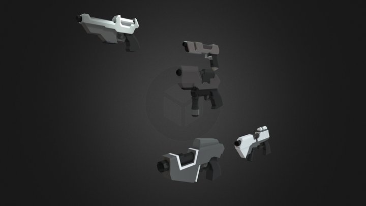 Low Poly Game Weapon: Guns Bundle Pack 3D Model