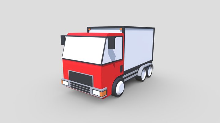 Low Poly Box Truck 3D Model