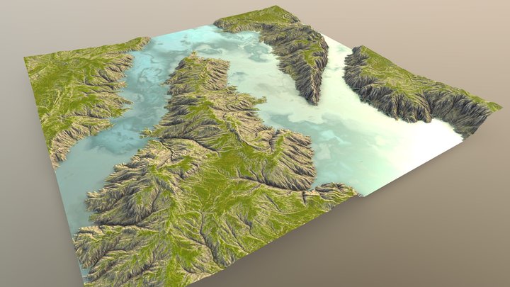 Splitting Rivers Landscape 3D Model