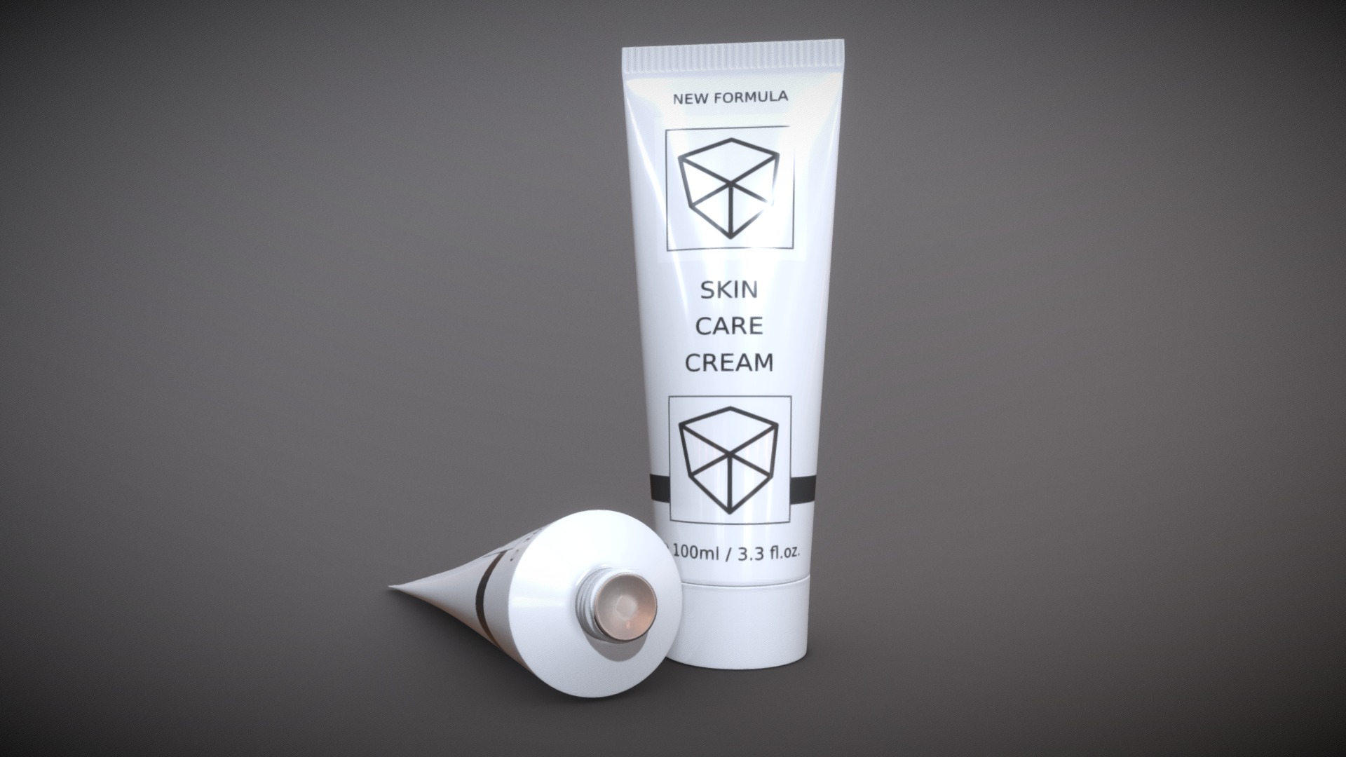 3D model Cosmetic Tube - This is a 3D model of the Cosmetic Tube. The 3D model is about a white box with a white label.