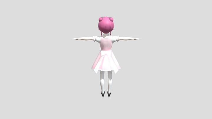 Cute Little Pink Maid 3D Model