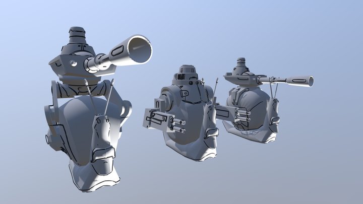 Snail Gun Rough Blockout 3D Model