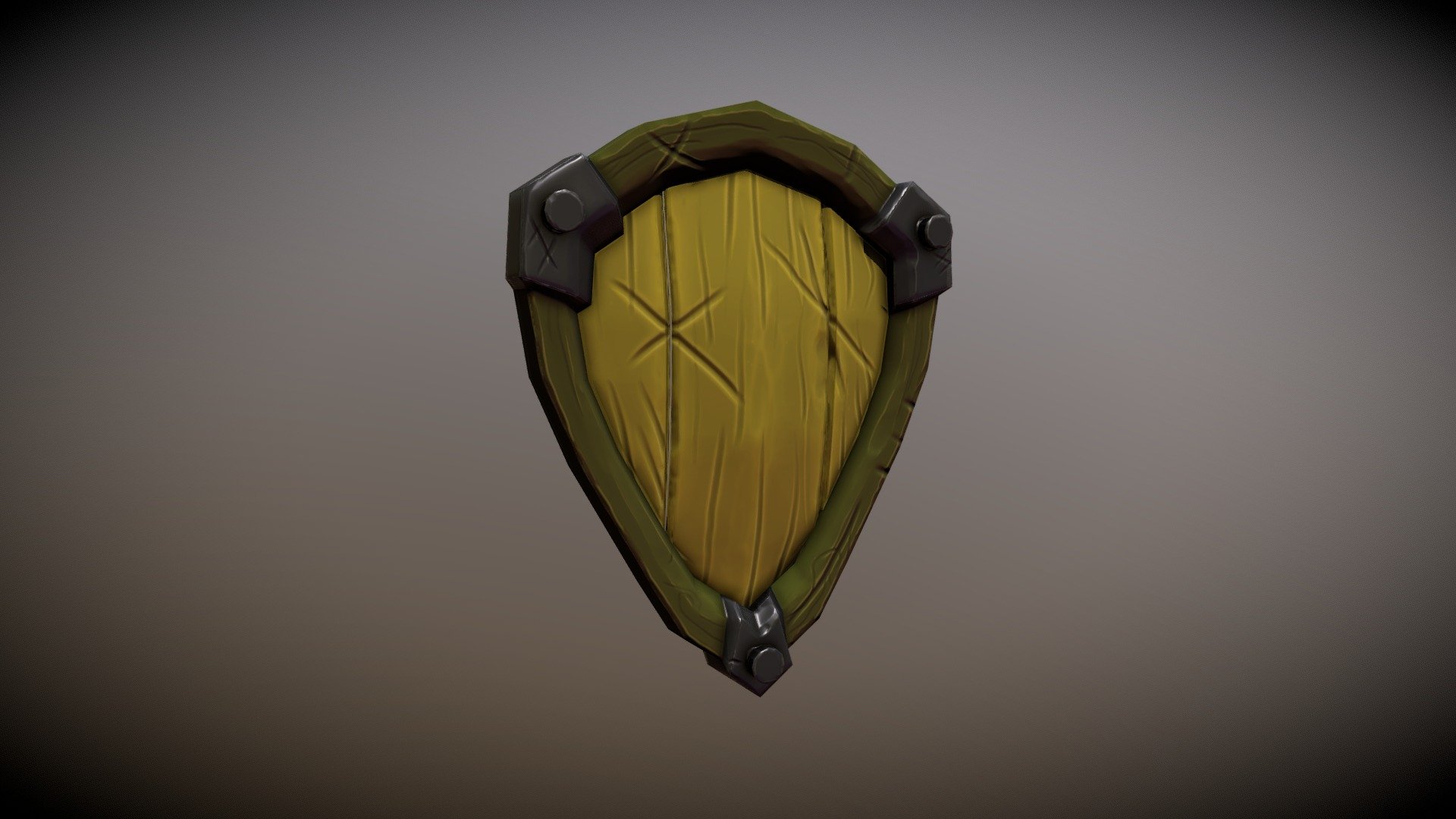 Stylized battle-worn shield