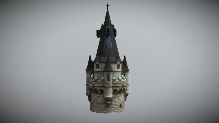 The tallest tower of the Moszna Castle 3D Model