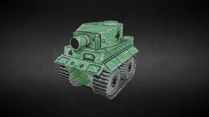Paper Tank Green 3D Model