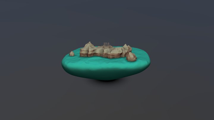 Ancient Temple on Island 3D Model