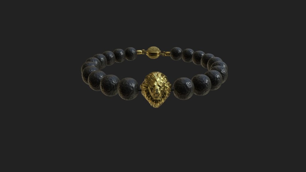 Lion Bracelet with Lava beads