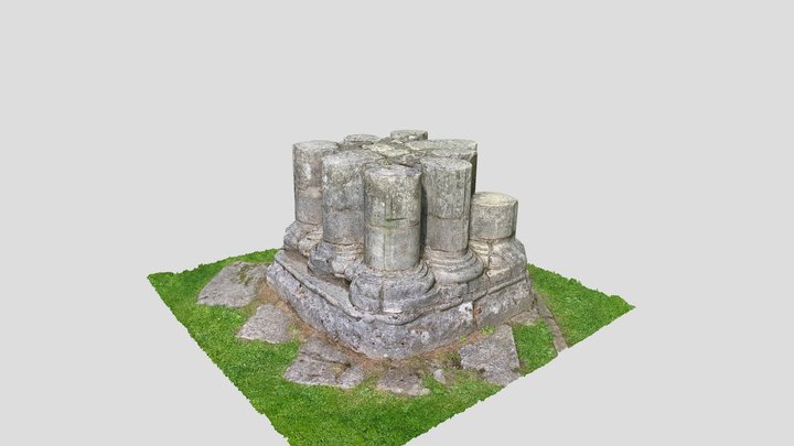 York St Mary's Abbey Ruins Bottom of a Column 3D Model