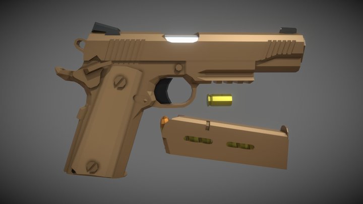 low-poly Colt M45A1 3D Model