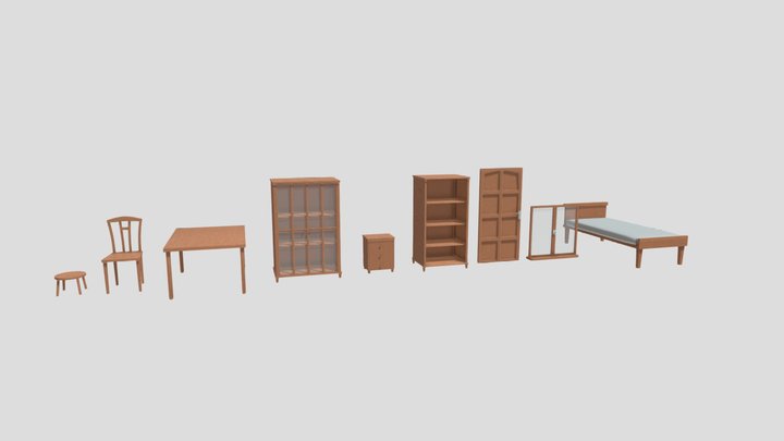 Furniture assets (wood) 3D Model