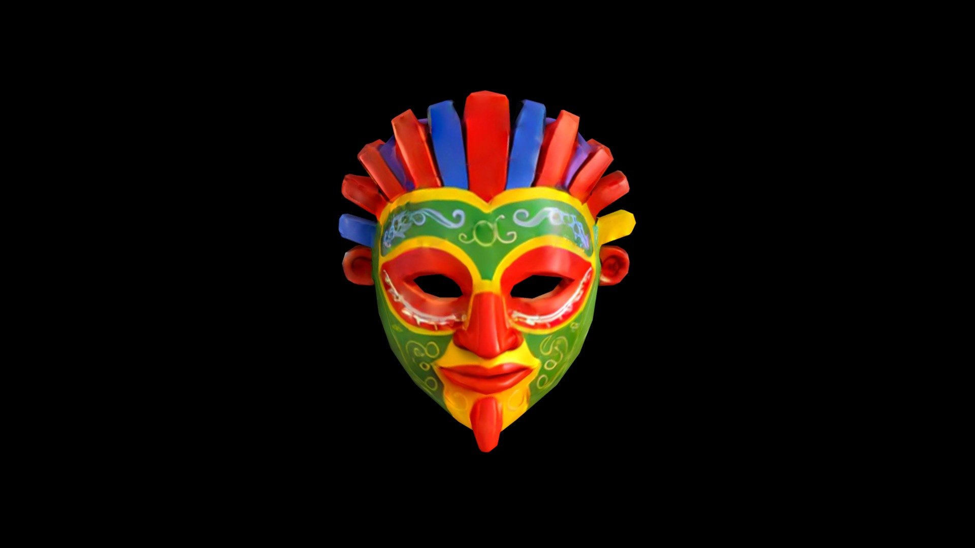 The Image Features A Colorful Mask With Red Yel Download Free 3d Model By Klrxyz 5649132