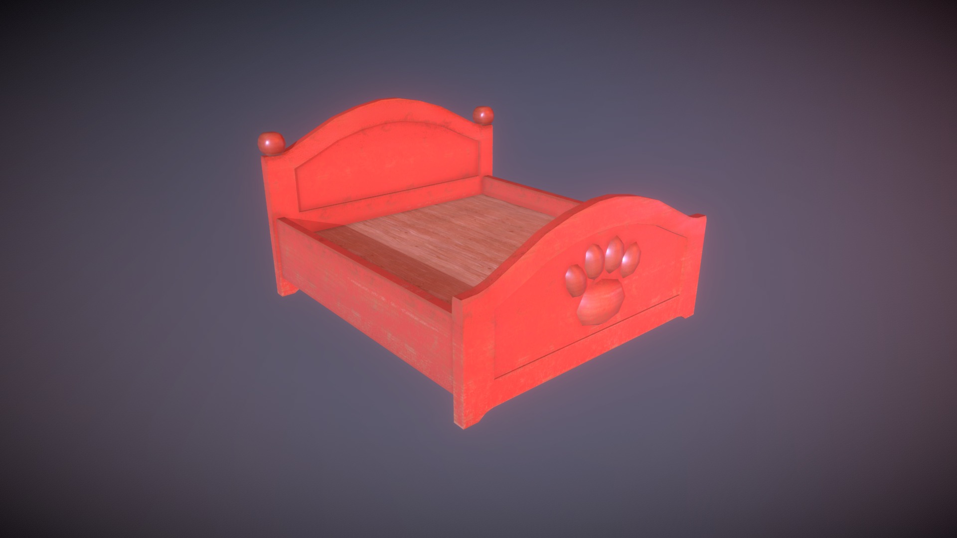 3D model Red Paw Double Bed Low Poly - This is a 3D model of the Red Paw Double Bed Low Poly. The 3D model is about a red box with balls in it.