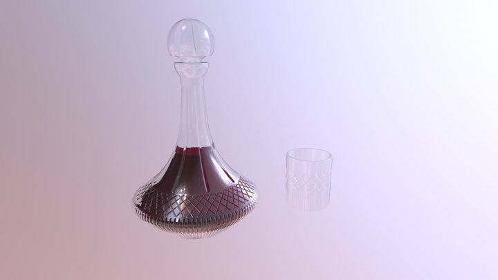 Wine Decanter and Glass 3D Model