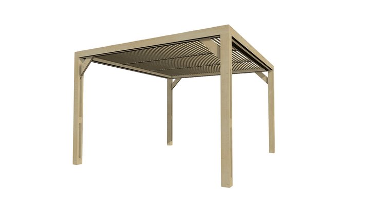 Wooden Garden Pergola 3D Model