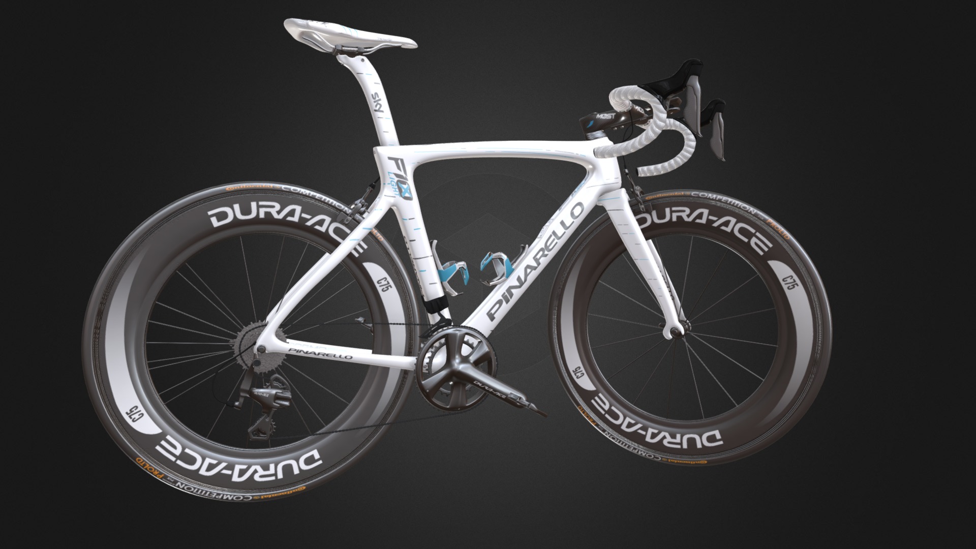 3D model Piranello DOGMA F10 X-LIGHT white - This is a 3D model of the Piranello DOGMA F10 X-LIGHT white. The 3D model is about a white and black bicycle.