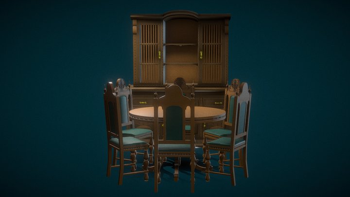 Colonial style Dining Room set 3D Model