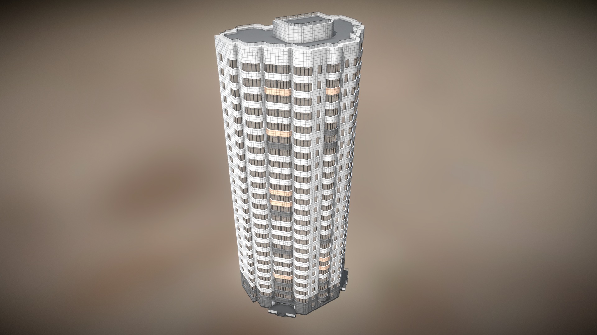 3D model Residential building (Moscow) - This is a 3D model of the Residential building (Moscow). The 3D model is about a tall metal tower.