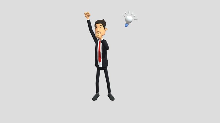Business Cartoon. 3D Office Gentleman Cartoon 3D Model