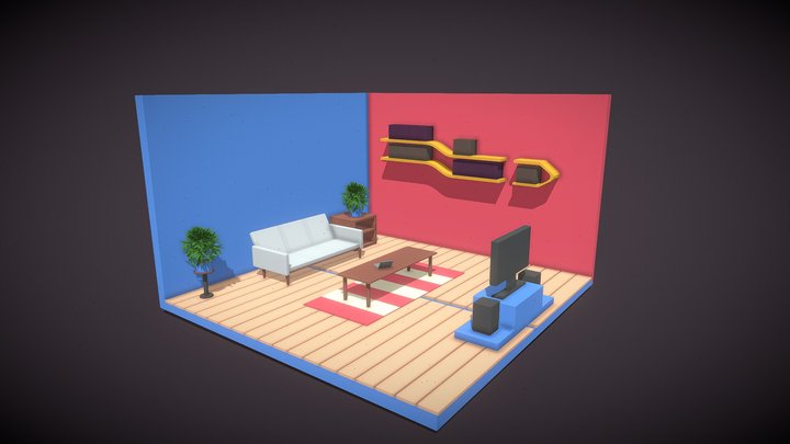 Low Poly Room 3D Model