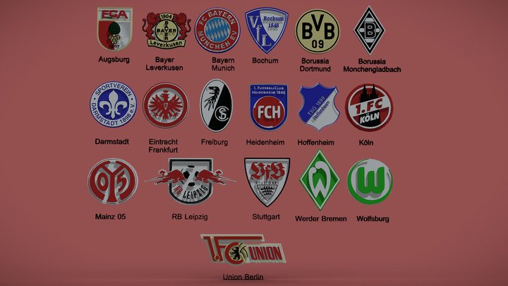 Bundesliga all logo teams printable and pbr 3D Model