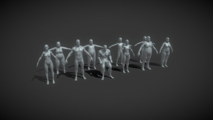 Human Body Base Mesh Animated Rigged 20k Poly 3D Model
