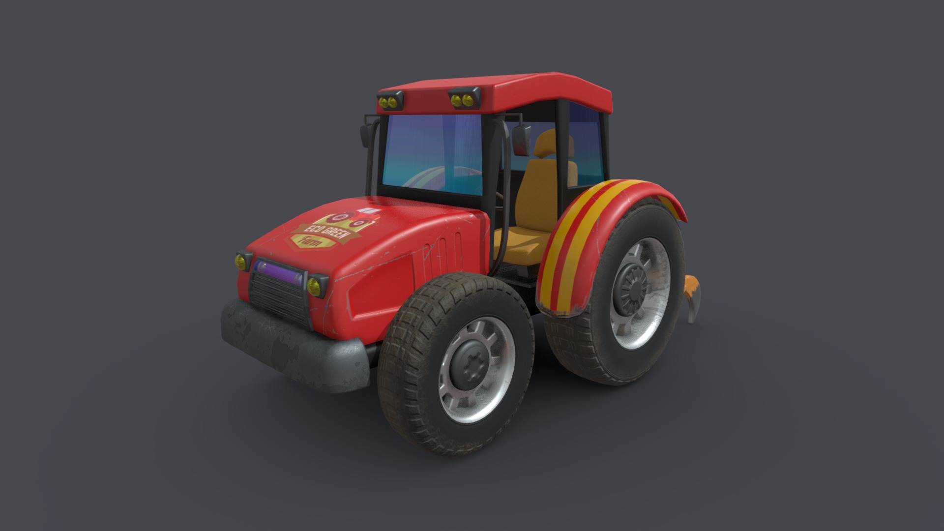 3D model Farming Vehicle 01 - This is a 3D model of the Farming Vehicle 01. The 3D model is about a toy tractor on a white background.