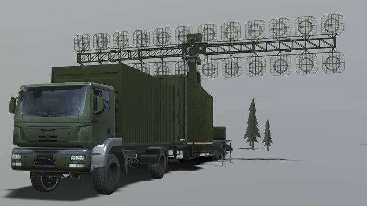 AMBER 1800 Ground-based mobile VHF-band radar 3D Model