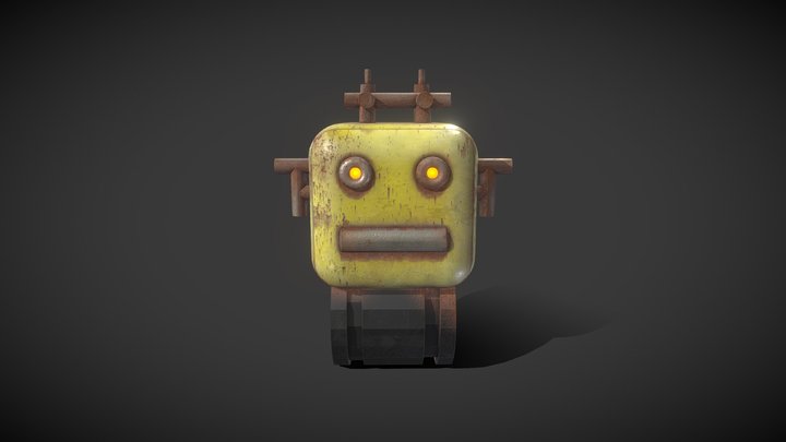Yellow Rusty Robot 3D Model