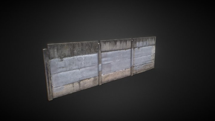 Old concrete fence - LowPoly 3D Model
