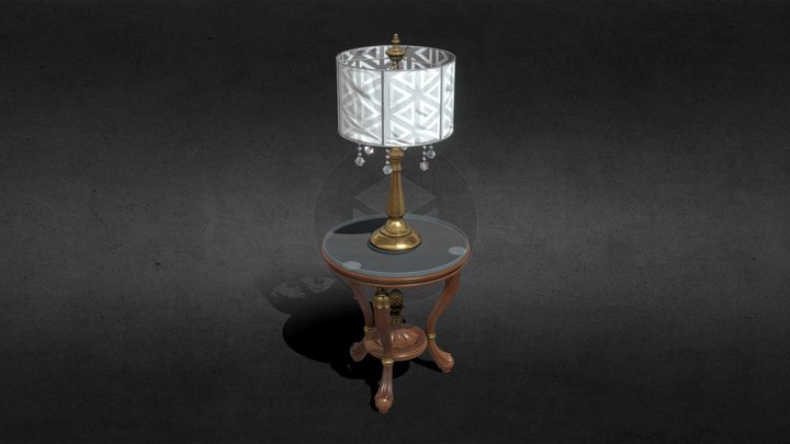 Small table and lamp-HiPory-4K-MaterialTest – Free 3D Model STL