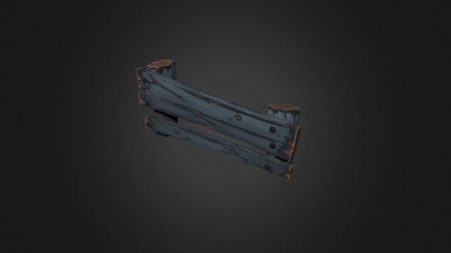 Painted Wooden Fence 3D Model