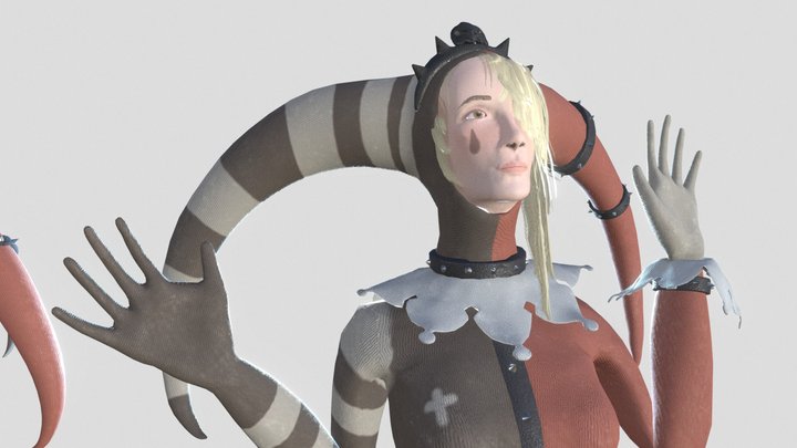 Jackie V2 HairCards 3D Model