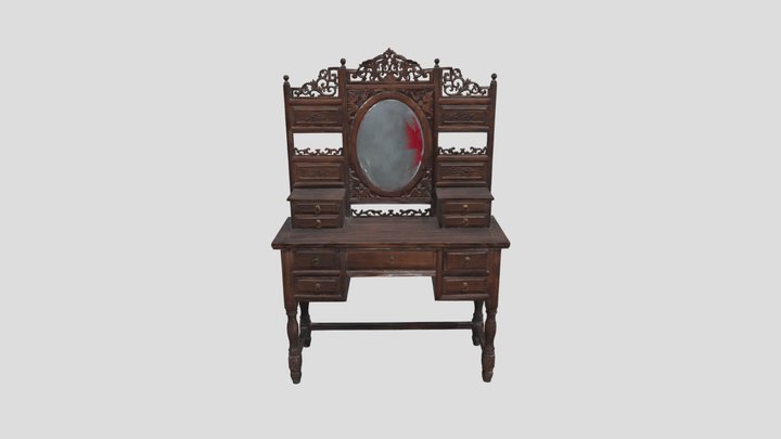 Oriental Ancient Wooden Dressing table 3D Model