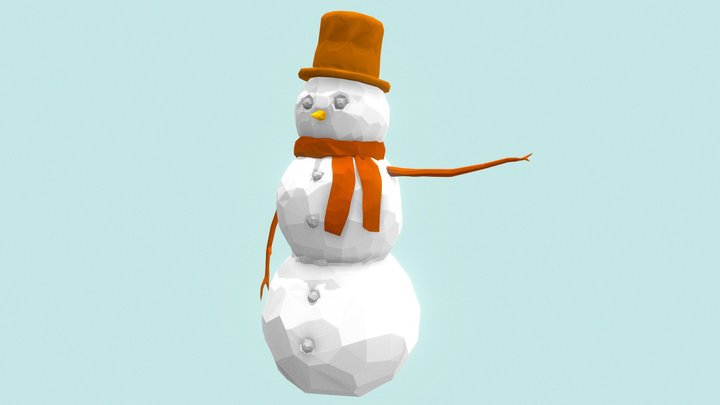 Polygon Snowman 3D Model