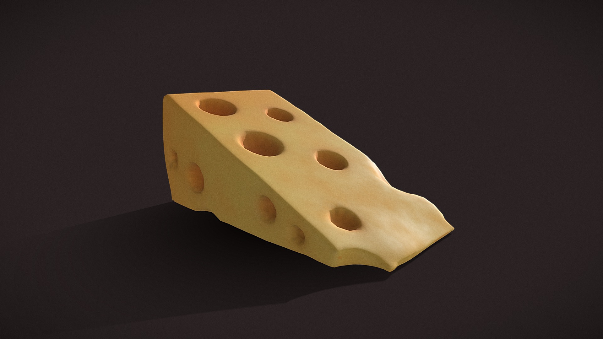 3D model Holed Cheese - This is a 3D model of the Holed Cheese. The 3D model is about a block of cheese.