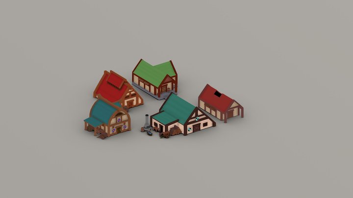 Medieval buildings part 1 3D Model