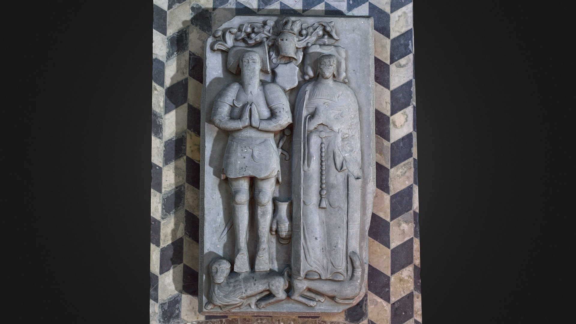 Tomb effigy of a lord and his daughter