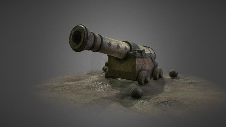 Gunpowder Artillery Cannon 3D Model